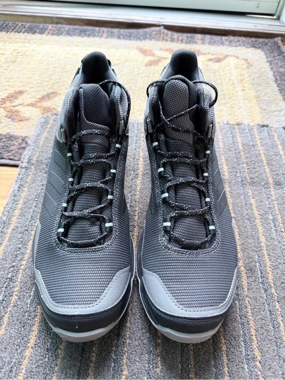 adidas Terrex Mid-Cut Hiking Boots in Black with Mint Accents